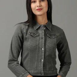 SHOWOFF Grey Regular Fit Denim Jacket-29
