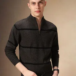 Dennis Lingo Men Striped  Mock Collar Pullover Sweater-picture-26