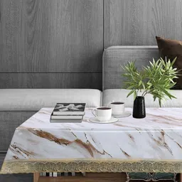 Stylista White Abstract 4-Seater Rectangle Table Cover-image-41