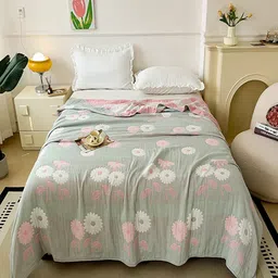JC HOME Grey & White Floral AC Room 350 GSM Single Bed Quilt-image-90