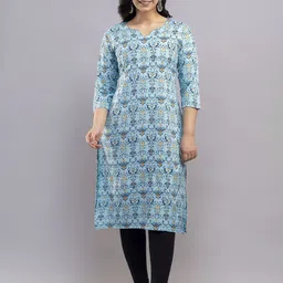 DEVEK Floral Printed Notch Neck Straight Kurta-picture-11