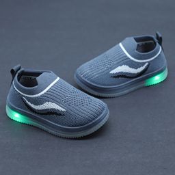 FEETWELL SHOES Wave Self Design LED Party Wear Shoes - Dark Grey-image-26