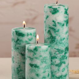 Parkash Candles Set of 3 Fragrance Pillar Candles Marble Finish - Green Apple-13