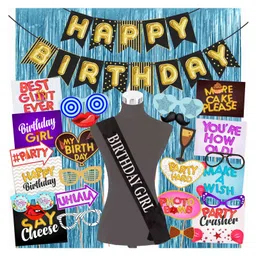 Wobbox Happy Birthday Props Birthday Banner & Sash Happy Birthday Decoration Items Multicolor -Pack Of 29-picture-11