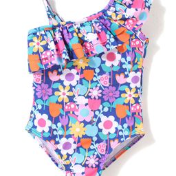 Babyhug Sleeveless  One Shoulder  V Cut Swimsuit Floral Print - Multicolour-image-32