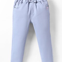 Olio Kids Cotton Woven Full Length Solid Color Trouser With Bow Applique - Grey-picture-18