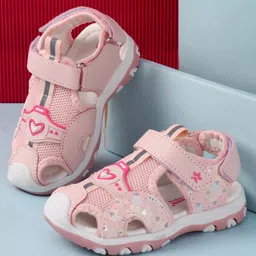 Cute Walk by Babyhug Sandals with Velcro Closure & Heart Applique - Pink-picture-4