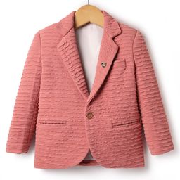 Rikidoos Full Sleeves Textured Blazer - Dark Peach-image-69