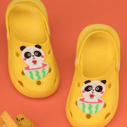 Yellow Bee Baby Panda Applique Detailed Perforated Slingback Clogs - Yellow-image-69