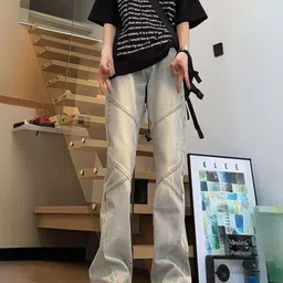 KPOP Men Slim Fit Mid-Rise Light Fade Jeans-image-26
