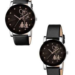 Miss Perfect Unisex Pack Of 2 Printed Dial & Leather Straps Analogue Watch Cy37-picture-14