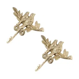 IndianShelf Gold-Toned 2 Piece Brass Birds Wall Hanger Coat Hooks-image-84