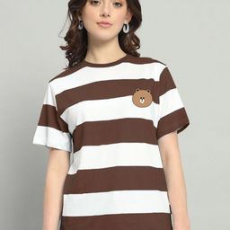 The Dry State Women Striped Round Neck Cotton Oversized T-shirt-image-21