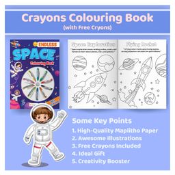 gowoo Magical Unicorn Colouring Book & Endless Space Colouring Book With Crayons |Combo of 2 | Unicorn and Space Coloring Delight image 5