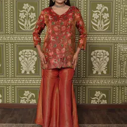 ADORNIA Floral Printed V-Neck Tunic With Trousers-picture-17