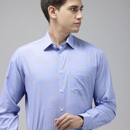 Van Heusen Custom Fit Windowpane Checks Opaque Formal Shirt-image-25