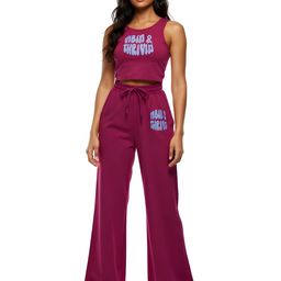 glitchez Typography Printed Crop Top With Trousers-picture-10