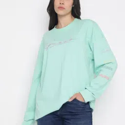 Guess Sea Green Printed Crew Neck Full Sleeve T-shirt-picture-46