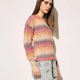 Only Multicolor Regular Fit Self Pattern Pullover image 3