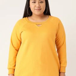 theRebelinme Yellow Fleece Solid Full Sleeves Sweatshirts-picture-44