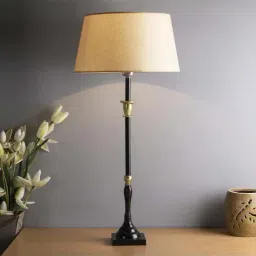 Homesake Classic Imperial Black Metal Candlestick Table Lamp with White Shade - Set of 1-image-57