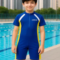 Bubble Berry Girls Navy Blue Color Block Swimsuit-picture-12