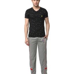 Vimal Jonney Grey & Black Printed T-Shirt & Trackpants-image-37