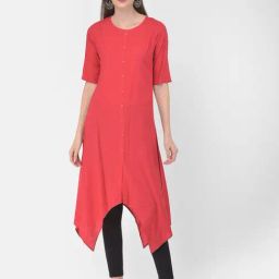 Span Pink A Line Kurta-image-75
