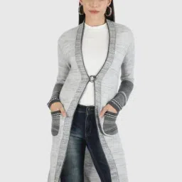 Monte Carlo Grey Self Design Cardigan-41