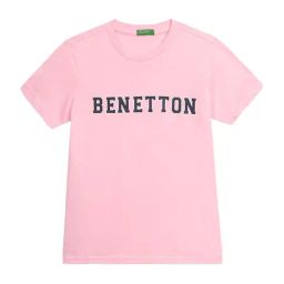 United Colors of Benetton Kids Pink Logo Print T-Shirt-image-54