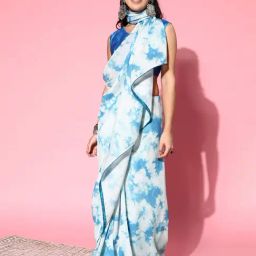 Saree Mall Blue Embellished Saree With Unstitched Blouse-image-87