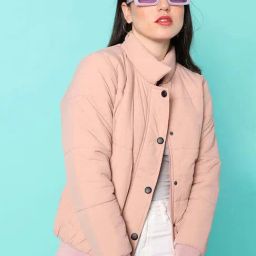 Campus Sutra Pink Padded jacket-image-110