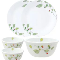 Corelle Asia Green Breeze White Vitrelle Glass Dinner Set - Pack of 5-image-22