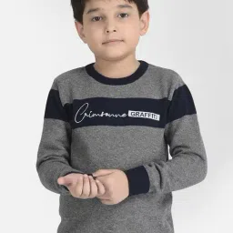 Crimsoune Club Kids Grey Self Design Full Sleeves Sweater-image-56