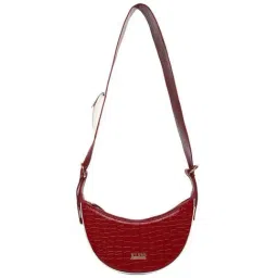 KLEIO Red Textured Medium Sling Handbag-5