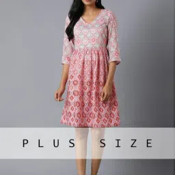 Aure by Aurelia Pink Printed A Line Kurti-image-39