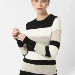 Crimsoune Club Cream & Black Color-Block Sweater-picture-19