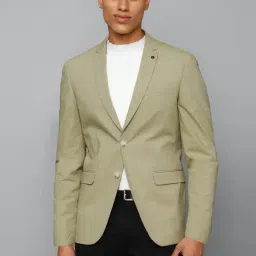 Men Olive Slim Fit Solid Formal Blazer-image-63