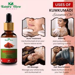 Nature Glow Herbal Set Of 2 Kumkumadi & Basil Essential Oils- 15ml Each image 5
