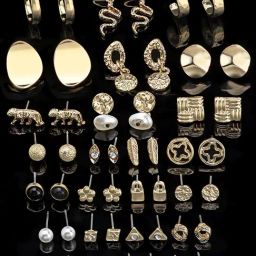 Zaveri Pearls Gold Tone Set of 26 Stud Drop & Semi-Hoop Earrings-ZPFK17716-image-97