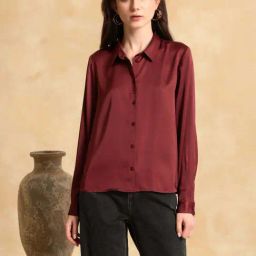 KAZO Maroon Relaxed Fit Shirt-image-42