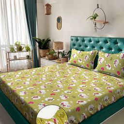 KLOTTHE Kids Green Printed 400 TC Pure Cotton King Bedsheet Set - 2.50 m x 2.25 m-image-62