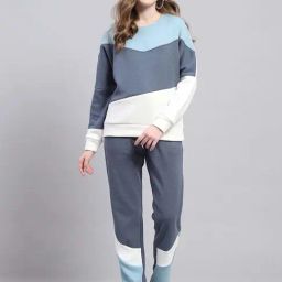 Monte Carlo Blue Regular Fit Colour-Block Tracksuits-image-89