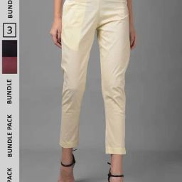 Dollar Missy Black & Cream Cotton Pants - Pack Of 3-24