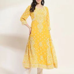 Rangriti Yellow Printed Kurta-image-14