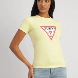 Guess Jeans Iconic Lemon Pie Cotton Slim Fit Logo Printed T-Shirt-image-71