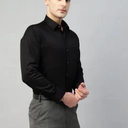 Hancock Black Slim Fit Solid Shirt-image-95