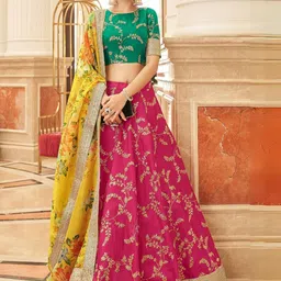 ODETTE Embroidered Thread Work Semi-Stitched Lehenga & Blouse With Dupatta-picture-51