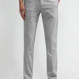 Arrow Light Grey Slim Fit Self Pattern Trousers-image-103