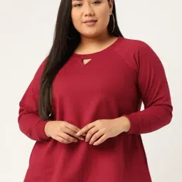 theRebelinme Maroon Fleece Solid Full Sleeves Sweatshirts-picture-18
